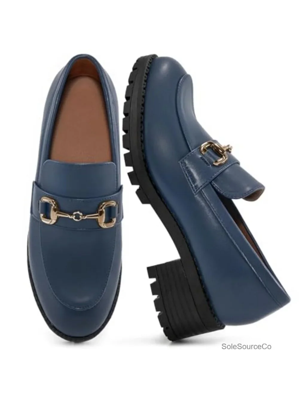 Platform Loafers for Women Faux Leather Slip On Chunky Dress Shoes Work Business
